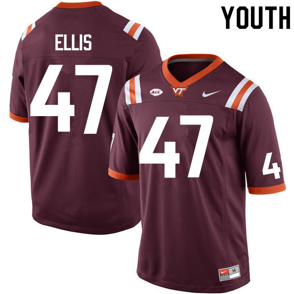Youth #47 Miles Ellis Virginia Tech Hokies College Football Jerseys Sale-Maroon - Click Image to Close